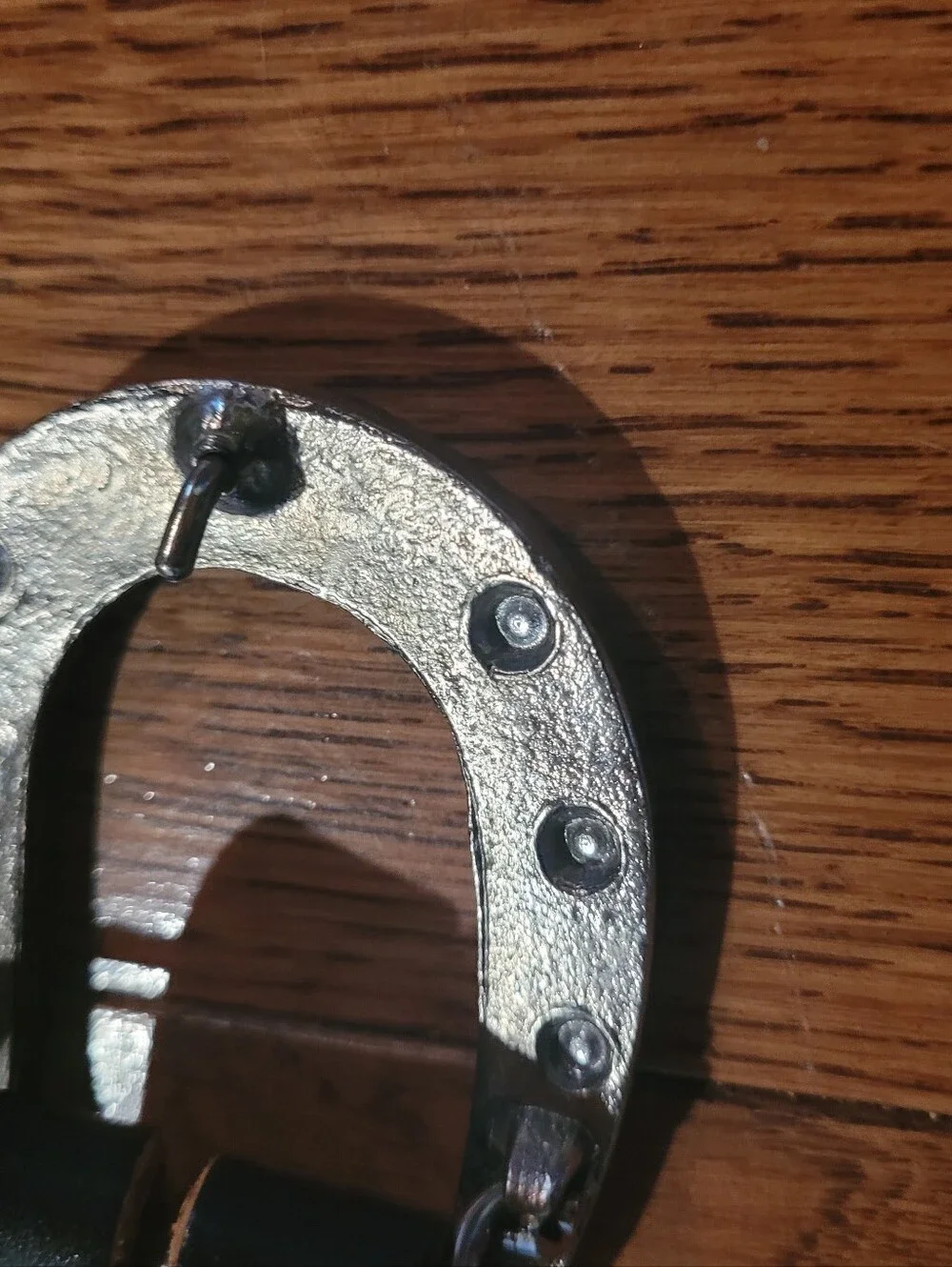Nocona Black Tooled Leather Belt with Horseshoe Buckle (C01)